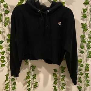 Black Champion Cropped Crewneck Medium